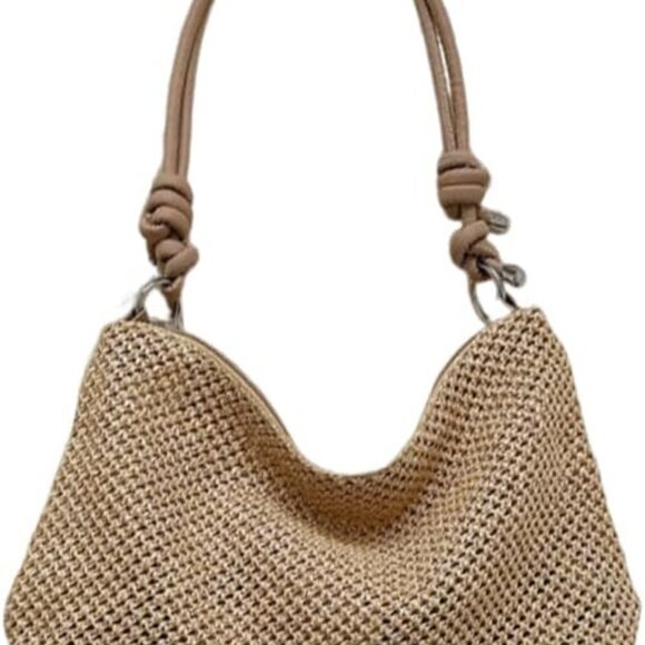 Elegant Summer Beach Tote in Woven Straw - Versatile Crossbody & Hobo Style - Picture 1 of 6